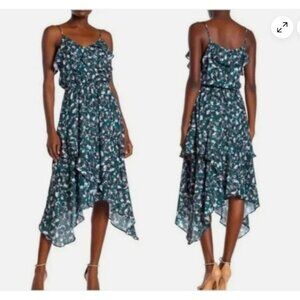 Parker Blue Floral Midi Dress Size XS